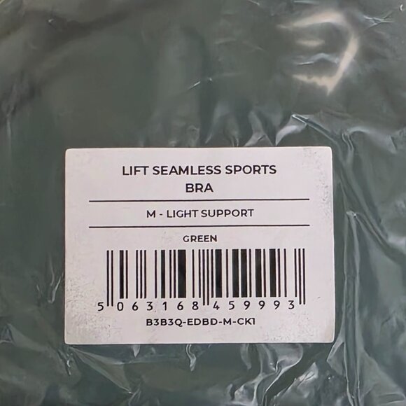 Gymshark Lift Seamless Sports Bra Womens Medium Green Light Support Workout - Picture 3 of 4